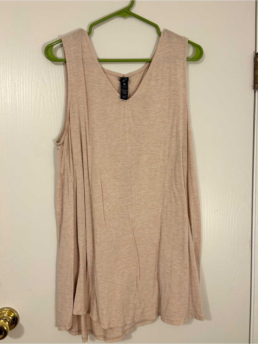Agnes & Dora Beige Sleeveless V-Neck Swing Tank